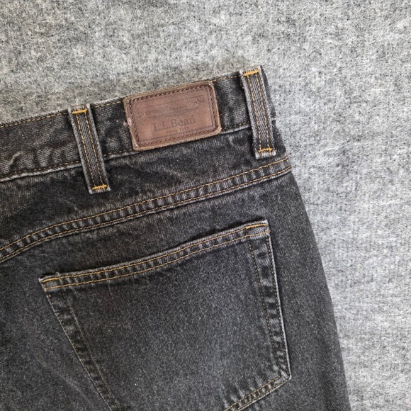 Vintage LL Bean Jeans Mens 35X31 Black Denim Fleece Lined Straight Leg 90s - Picture 6 of 13